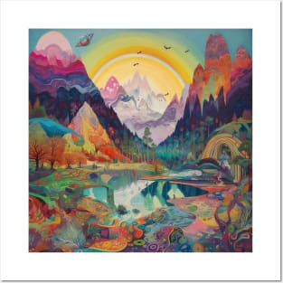 The Crystal Mountains of a Psychedelic Journey Posters and Art